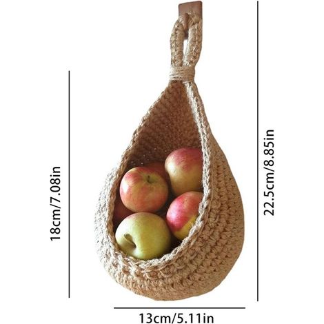 Jute-Hängekorb für Obst und Gemüse, Küchenwandaufbewahrung, Mini-Hänge-Obstkorb (1er-Set) (1/5)