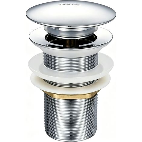 Bonde de Lavabo Pop-Up sans Trop-Plein en Laiton Chromé – Ø 66 mm, Hauteur 78 mm – Bonde à Bouton-Poussoir pour Vidage Facile (1/5)
