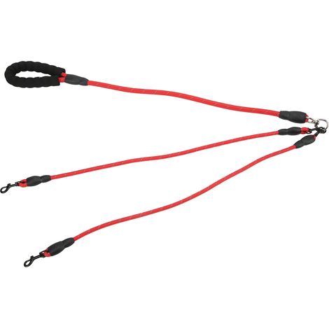 360° drehbare Hundeleine, reflektierend, mit Schaumstoffgriff, ideal zum Wandern, Campen, für den Garten und den Strand (rot, 2-teilig). (1/5)