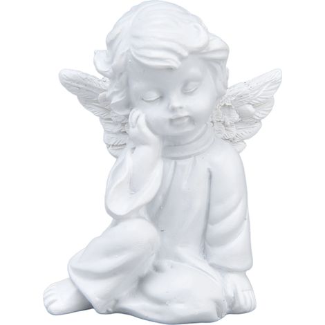Statuette Chérubin Résine Synthétique Blanc Style Décoratif pour Fête (1/5)