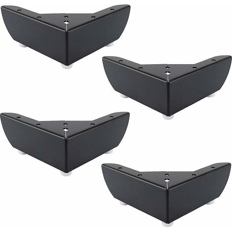 Pieds DIY de Meubles de Cuisine 50mm Jambes pour Table Basse Armoires Lit Canapé Forte Pied de Chaise Bureau en Métal Noir Silencieuse Antidérapante Lot de 4 (1/5)
