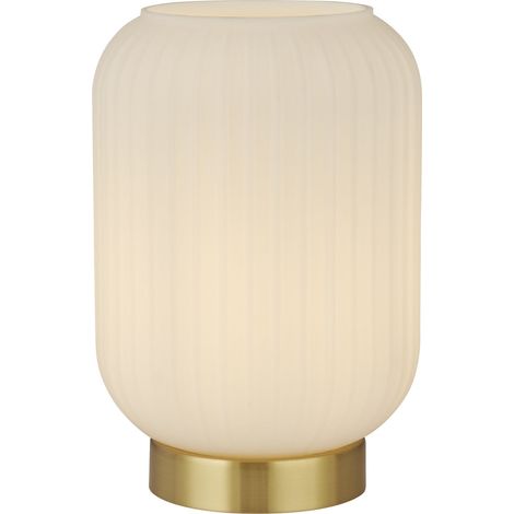 Searchlight Pearl Lampe de table, verre blanc dépoli et laiton satiné, 1 ampoule E27 (1/5)