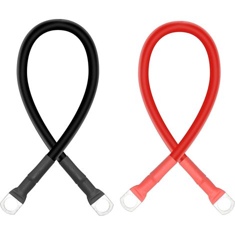 Lot de 2 câbles onduleur de batterie 5AWG - 30 cm - 16 mm² - Rouge et noir - Pour moto, automobile, marine, bateau, solaire, camping-car (1/5)
