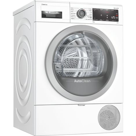 Bosch Serie 8 WTX87MW9IT Asciugatrice a pompa di calore 9 kg Bianco. Posizionamento dell'apparecchio: Libera installazione, Tipo di carica: Caricamento frontale, Sistema di asciugatura: Pompa di ca... (1/5)