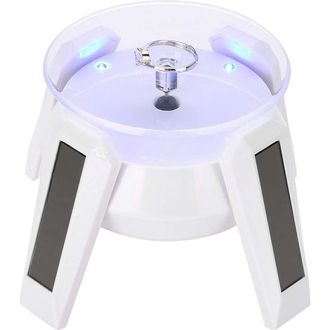 Solar 360 Degree Rotating LED Light Display Stand for Jewelry, Watch, and Phone (Plastic 2) (1/5)