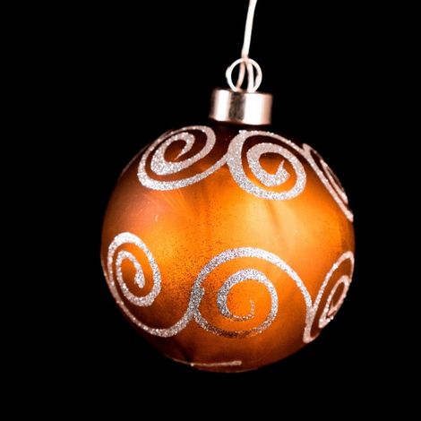 Palla di Natale a LED in cristallo dorato con cerchi
