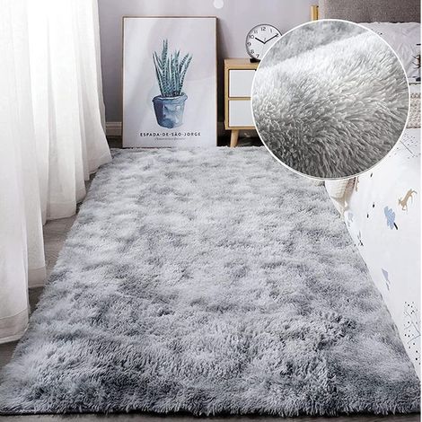 Tapis Chambre Tapis Modernes de Salon Soft Tapis à Poils Longs Moelleux Tapis Extra Doux et Confortable Tapis Antidérapant Intérieur Moelleux épais pour Salon (Gris Blanc, 80200cm) (1/5)