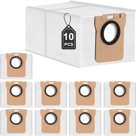 10 Sacs Aspirateur pour Robots Dreame L10s Ultra/ L10 Ultra/ L10s Pro/L10s Plus/L10 Prime/L20 Ultra/X40 Ultra/Xiaomi X10+, Ensemble de Sacs de Remplacement Accessoires