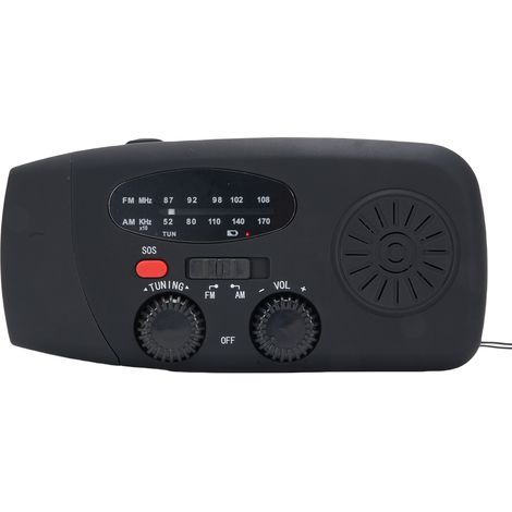 Radio solaire d'urgence avec manivelle et chargement USB-C, radio portable AM/FM, batterie rechargeable 2000 mAh, alarme SOS et lampe torche pour le camping et la randonnée en cas de panne de courant (1/5)