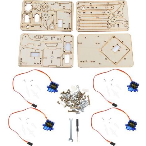 4 DOF Wood Robotic Mechanical Arm sg90 Servo for Arduino Raspberry Pi SNAM1500 (1/5)