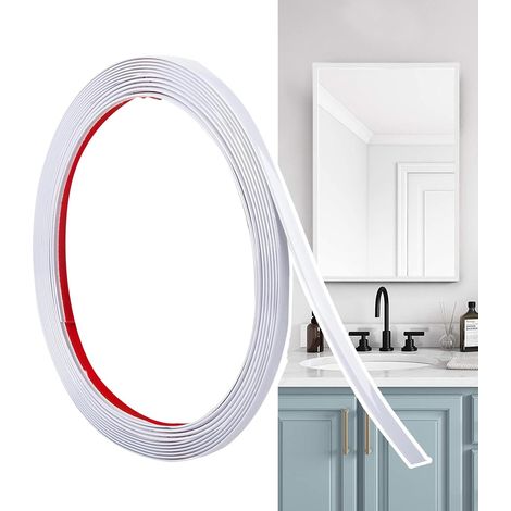White Matt Self-Adhesive Decorative Moulding (6 m x 6.5 mm) Peel and Stick, Flexible PVC Wall Strips, Ideal for Wall, Mirror, Ceiling, Floor, Cabinet, Tiles, Edges, DIY Moulding (1/5)