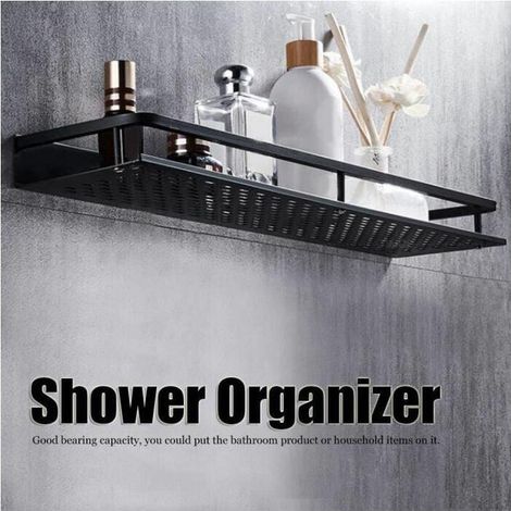 Étagère Salle Bain Acier Inox Noir 50cm (1/4)