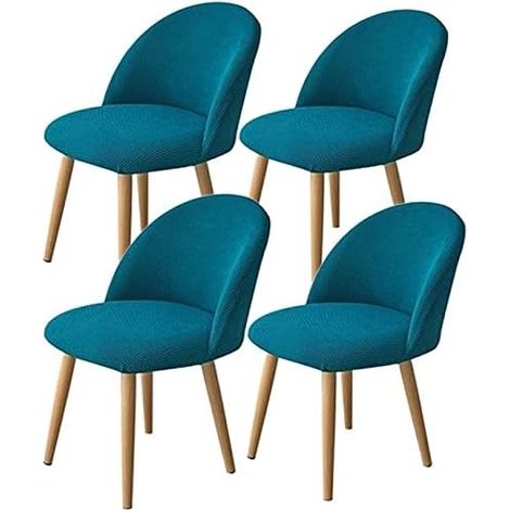 Housse De Chaises Salle À Manger Scandinave 4 pièces Extensible Arc De Coquille Jacquard Spande bleu pierre bleue (1/5)