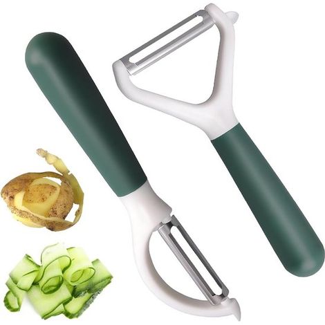Juego de 2 peladores ergonómicos de acero inoxidable, extra afilados y duraderos, para verduras y frutas (1/5)