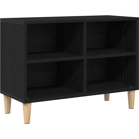 Meuble TV rectangulaire moderne élégant avec 2 étagères salon 69,5 x 30 x 50 cm en bois d'ingénierie noir (1/5)