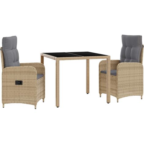 Outdoortisch-Set 3 pcs Beige und Hellgrau 90 x 90 x 75 cm vidaXL