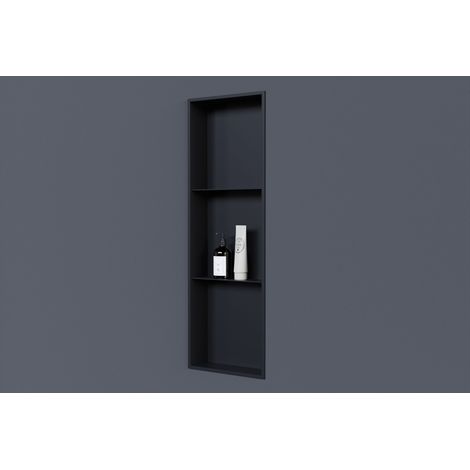 Bernstein – Niche murale de douche noire 30x90x10cm – Acier inoxydable étanche – Installation facile avec 4 points de fixation - NT309010X