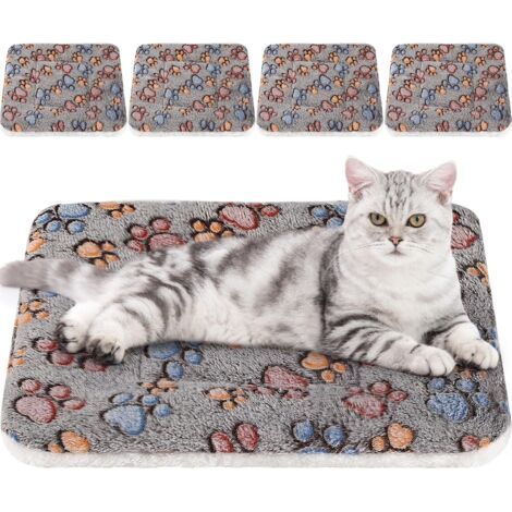 Sollbry Matelas ultra doux pour chien et chat 4 pièces avec imprimé mignon, confortable et lavable, lit épais pour hamster et cochon d'Inde, adapté aux petits animaux (gris, 24 x 16,2 pouces) (1/4)