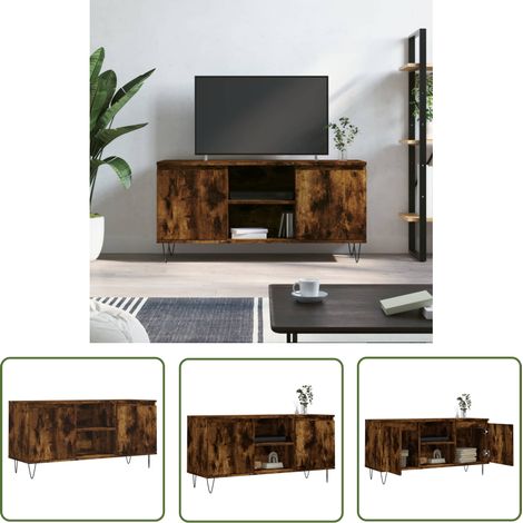 Furniture Limited - Meuble TV chêne fumé 104x35x50 cm bois (1/5)