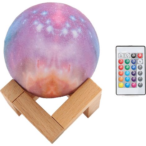 Lampe Lune 3D Espace Lumière de Lune 16 Couleurs Télécommande Tactile avec Pied Lampe Décorative pour Chambre Maison (1/5)