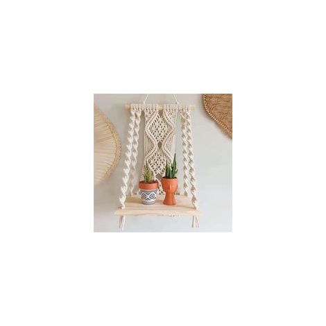Étagère murale - Décoration murale bohème pour chambre à coucher - Art mural en macramé en corde tissée comme décor d'étagère de salle de bain Boho (1/5)