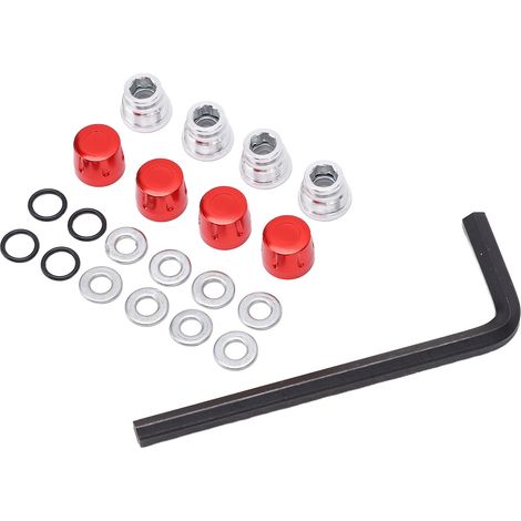 Kit de 4 écrous et vis de moyeu de roue en alliage d'aluminium, type déconnectable, accessoires pour voiture télécommandée 1/10 avec moyeu de roue de 1,9 pouce (rouge). (1/5)
