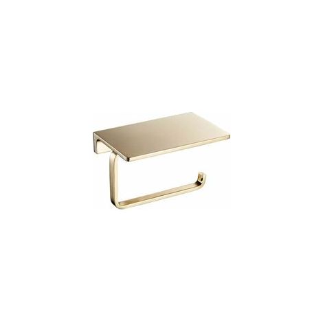 Portarrollos de papel higiénico de latón macizo para baño y portarrollos de estilo hotelero superior con compartimento para teléfono móvil, acabado en oro pulido.