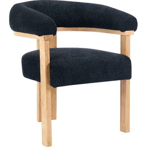 Sedia con braccioli in Tessuto bouclette e Legno di hevea Nero e Naturale  - LIVELIA di Pascal MORABITO