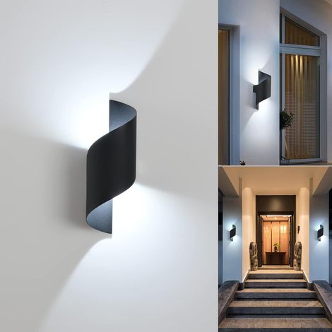 LED-Wandleuchte für Innen/Außen, 10 W, 6000 K, kaltweiße Lampe, Up-Down-Wandleuchte, IP65-wasserdichte Beleuchtung, Metallspirale für Bar, Schlafzimmer, Schwarz (1/5)