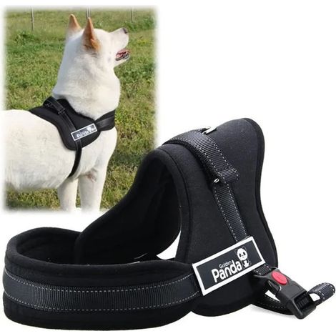 Harnais pour Chien Taille M - 65-80 cm - Noir - Résistant et Confortable (1/4)