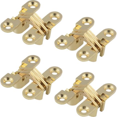 CCYKXA Hidden Hinge, Cross Hinges, Invisible Hinge, Invisible Cross Hinges for 180 Degree Folding Door, for Furniture, Wooden Door, Cabinet, Cupboard, Wooden Box, 4 Pack (1/5)