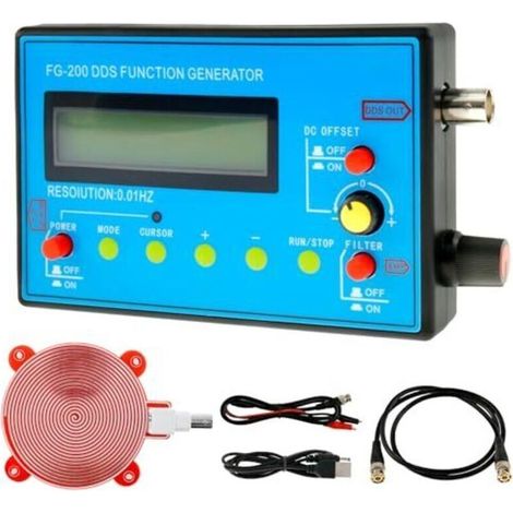 Générateur de fonctions FG-200 DDS 1-500 kHz USB Ultra Précision Stabilité 140 x 80 x 26 mm Générateur de fréquence avec générateur d'ondes de Schumann Générateur de signaux de fonction (1/4)