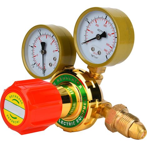 Manomètre à acétylène WX YQE‑03 /60, réducteur de pression pour chalumeau à gaz, kit de soudage et de découpe G5/8 CGA580 (1/5)