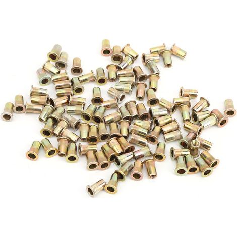 100 pièces écrou à rivets couleur zingué tête plate filetée Kit de noix matériel accessoires M5 (1/5)