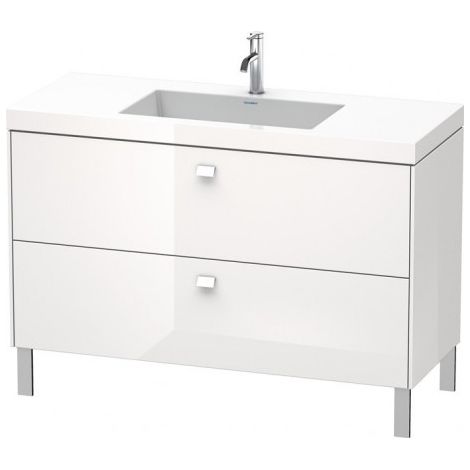 Duravit Brioso Meuble vasque c-collée avec socle sur pied 120,0x48,0 cm, 2 tiroirs, sans trop-plein, avec table de robinet, sans trou de robinet, Couleur (avant/corps): Décor Gris Béton Mat, Poignée Béton Gris Béton Mat Mat - BR4703N0707