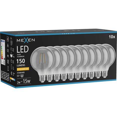 Mexen Vintis 10x Ampoule filament LED E27, G95, 2W, Chaude - 2200K, 150 lm, fumé - L157-E27-0222-70x10 (1/5)