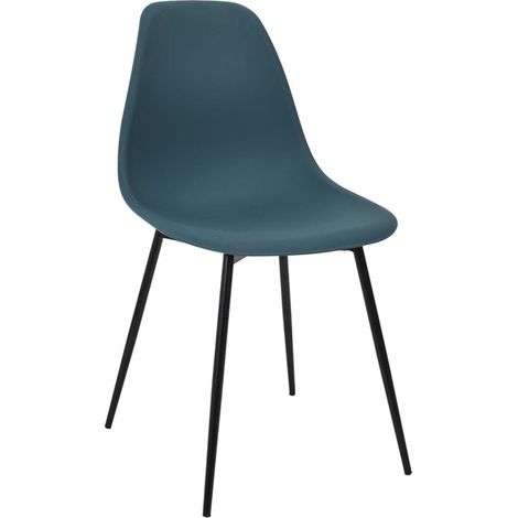 The Home Deco Factory – Chaise GUSTAV bleu – Plastique et métal – Hauteur 84.8 cm – Largeur 45.5 cm – Hauteur d'assise 45 cm – Design épuré et confortable (1/5)