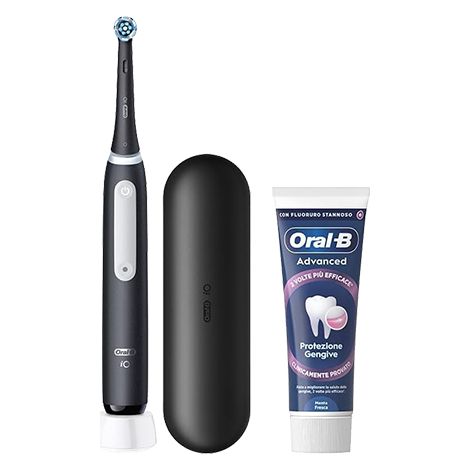 Oral-B iO Series 3 Elektrische Zahnbürste incl. Ersatzkopf, Reiseetui und Zahnpasta Black