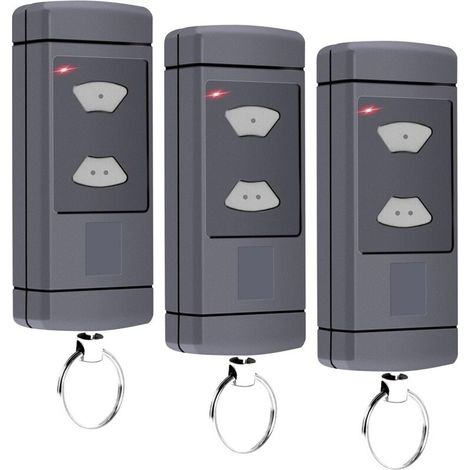 Lot de 3 émetteurs portatifs compatibles avec - 40,685 MHz - Pour porte de garage HSM2-40, HSM4-40, HSE2-40, HSE4-40, HS2-40, HS4-40, 2 canaux