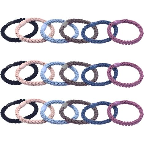 Lot de 18 Élastiques Cheveux Tressés pour Femme et Fille, Chouchou Cheveux Épais Sans Métal, Attache Cheveux Femme Haute Élasticité, Accessoire Cheveux Femme Multicolore pour Sport et Quotidien (1/5)