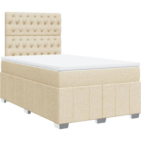Maison Exclusive - Giroletto a Molle con Materasso Crema 120x190 cm in Tessuto (1/5)