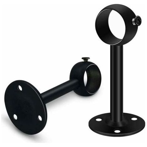 Jeu de 2 supports de tringle à rideau noirs robustes pour tringle de plafond, supports de tringle à rideau en acier inoxydable de 25 mm, supports de tringle à rideau pour penderie, penderie (1/5)