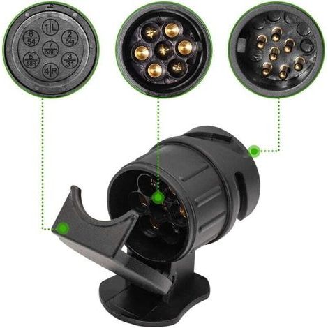 Adaptateur 13 Broches vers 7 Broches pour Remorque Prise 13 Broches pour Remorque de Voiture-Tracteur-Caravane-Porte-Vélo (1/4)