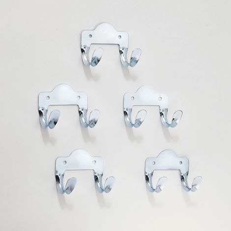 Set 5 ganci doppi multiuso in acciaio zincato MOTTEZ, H.6xL.7,5xP.4,8 cm MOTTEZ
