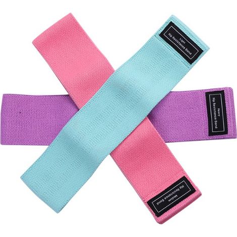 Lot de 3 bandes de résistance en tissu pour fessiers et jambes, idéales pour les exercices pour femmes et hommes. Bandes de résistance épaisses et résistantes.