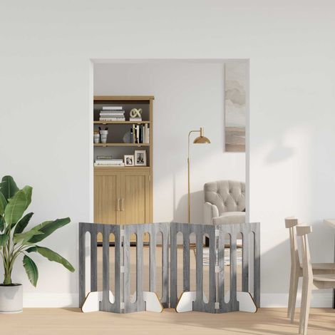 Valla plegable para mascotas 4 pcs Gris 201 x 38 x 70 cm