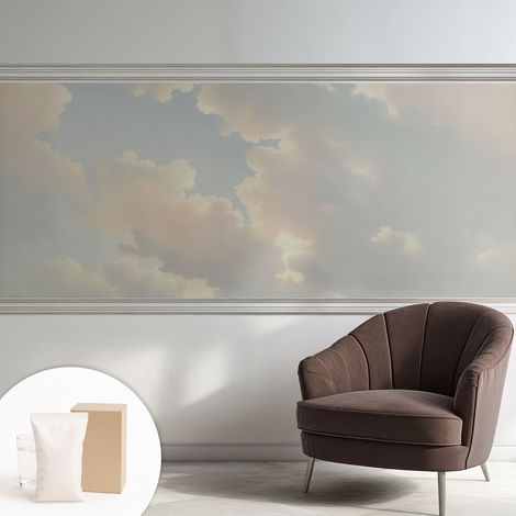 Newroom Tapete Dekorative Vliestapete mit Kleber Modern für Wohnzimmer Schlafzimmer  Pastellfarbener Himmel 250x104 cm
