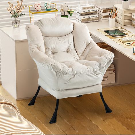 Fauteuil relax 65x81x95 cm en métal beige clair, facile à monter pour salon FloraGrace (1/5)