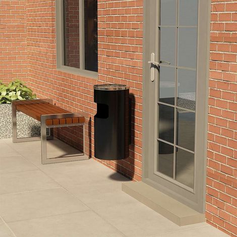 vidaXL Poubelle à cendrier murale Acier 26 L Noir (1/5)