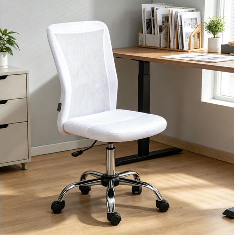 Silla de oficina 43x58x90-100 cm de tela de malla blanca, regulable y giratoria – MEUBLIV (1/5)